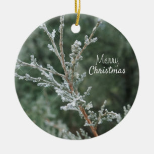 Ornamento cerámico de Juniper de Feliz Navidad