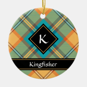 Ornamento cerámico de Kingfisher Tartan