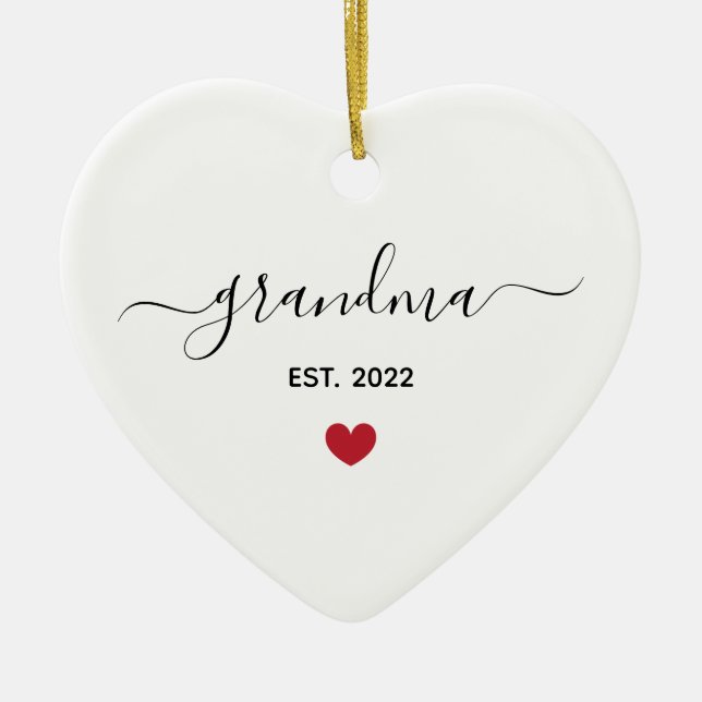 Ornamento cerámico de la nueva abuela "año est" (Frente)