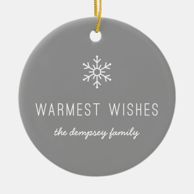 Ornamento cerámico de la primera nevada - Gris (Frente)