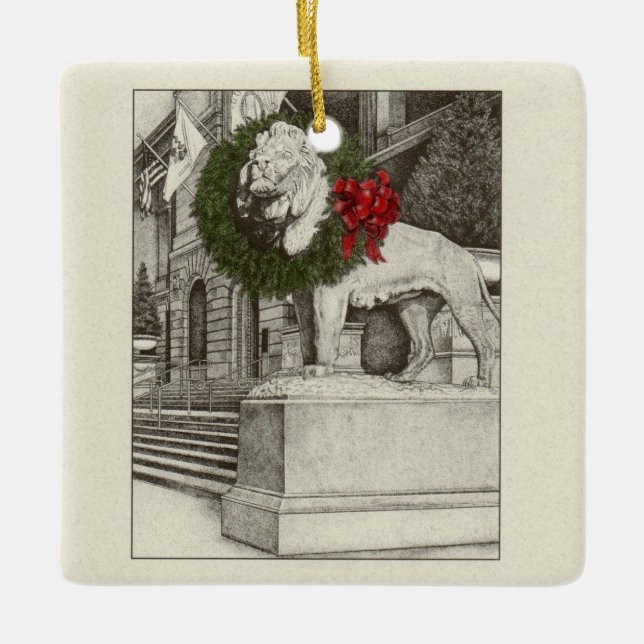 Ornamento cerámico de león del Instituto de Arte (Anverso)