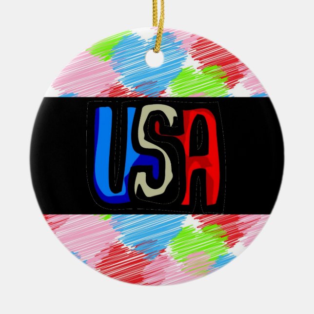 Ornamento cerámico de Love USA (Frente)