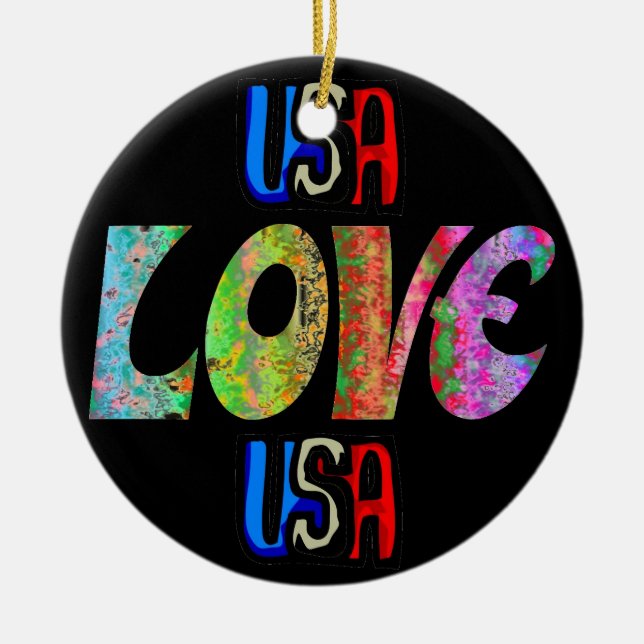 Ornamento cerámico de Love USA (Frente)