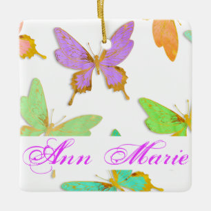 Ornamento cerámico de mariposa personalizado