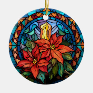 Ornamento cerámico de Navidad con Pointsettia