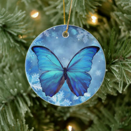 Ornamento cerámico de Navidad Morfo Azul mariposa