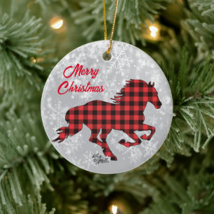 Ornamento cerámico de Navidades de caballos rojos 