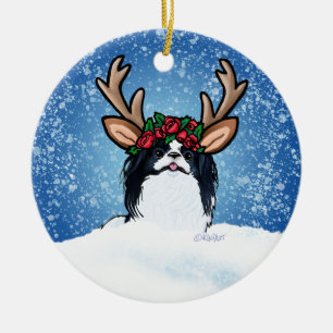 Ornamento cerámico de Navidades de renos chinos ja