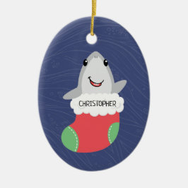 Ornamento cerámico de Navidades de tiburón blanco
