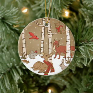 Ornamento cerámico de Navidades de Woodland perso