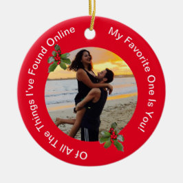 Ornamento cerámico de Navidades rojos y verdes de