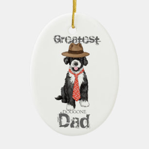 Ornamento cerámico de papá de perro de agua portug