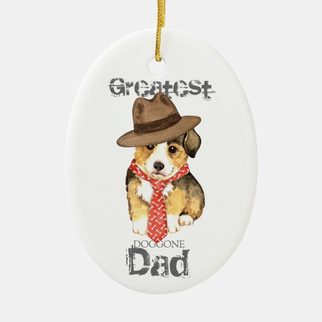 Ornamento cerámico de Pembroke Welsh Corgi Dad (Frente)