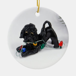 Ornamento cerámico de perro de agua portugués