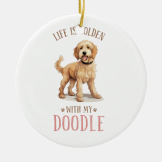 Ornamento cerámico de perro de Cute Goldendoodle