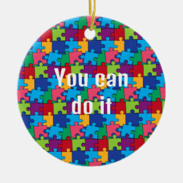 Ornamento cerámico de piezas de rompecabezas