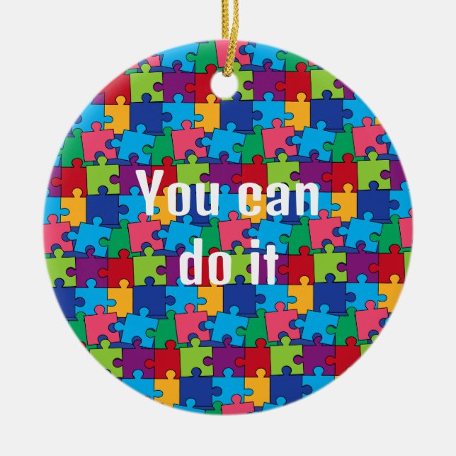 Ornamento cerámico de piezas de rompecabezas (Frente)