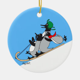 Ornamento cerámico de pingüinos