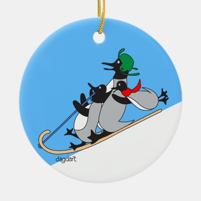 Ornamento cerámico de pingüinos (Frente)