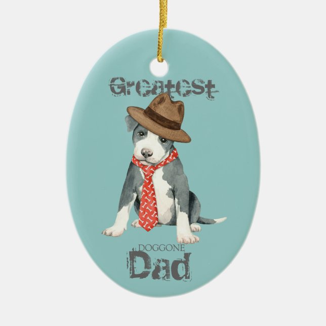 Ornamento cerámico de Pit Bull Dad (Frente)