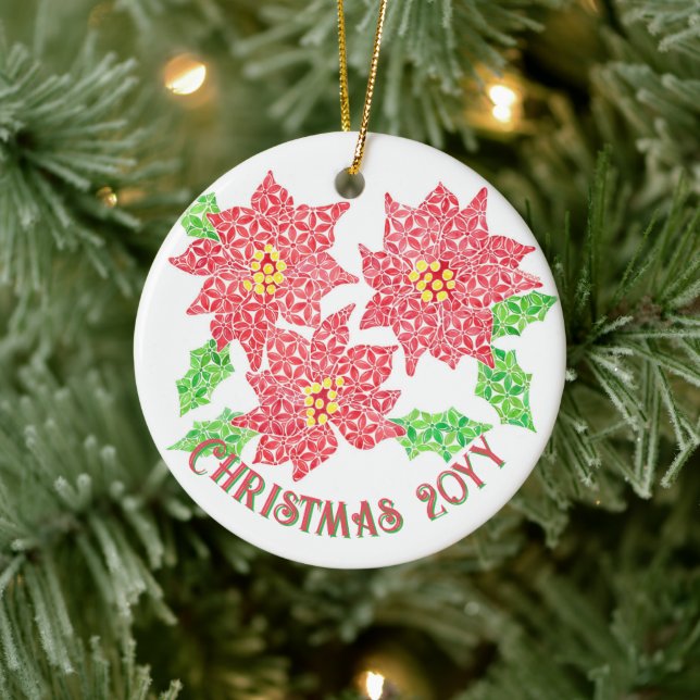 Ornamento cerámico de Poinsettia (Árbol)
