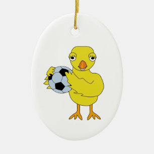 Ornamento cerámico de pollo de fútbol