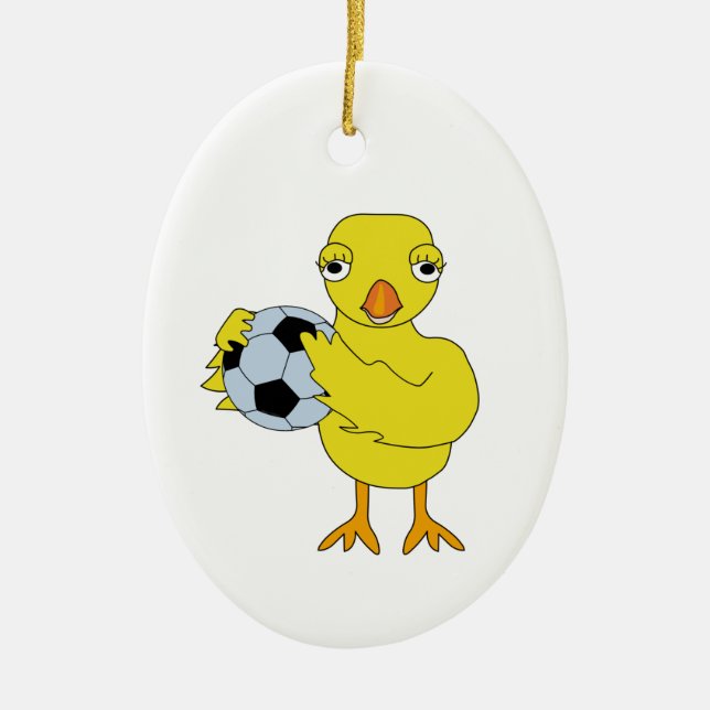 Ornamento cerámico de pollo de fútbol (Frente)