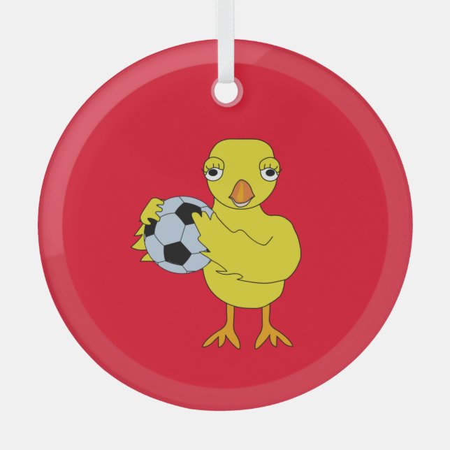 Ornamento cerámico de pollo de fútbol (Anverso)