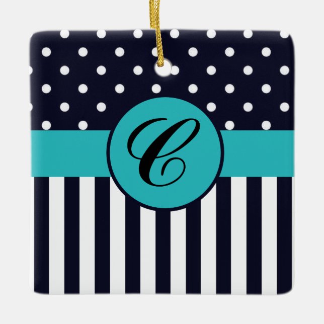 Ornamento cerámico de puntos y rayas de polka (Anverso)