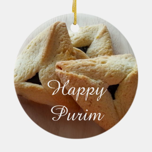 Ornamento cerámico de Purim Happy (Atrás)