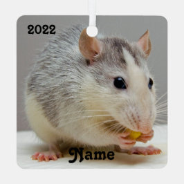 Ornamento cerámico de rata Mascota azul personaliz