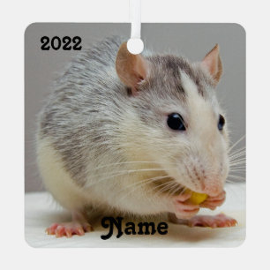 Ornamento cerámico de rata Mascota azul personaliz