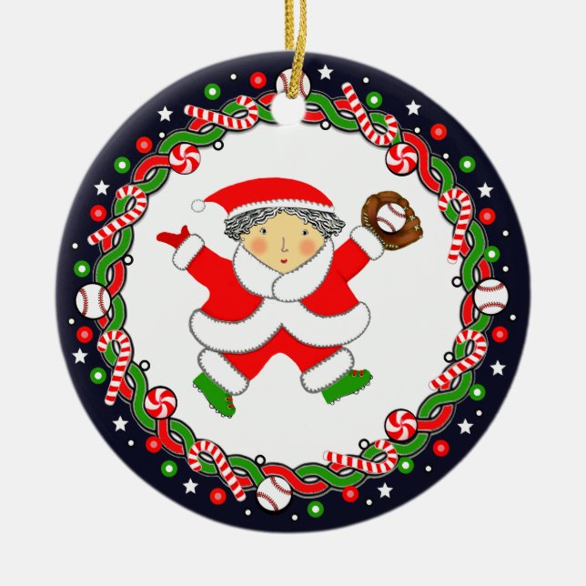 Ornamento cerámico de regalo de vacaciones de béis (Frente)