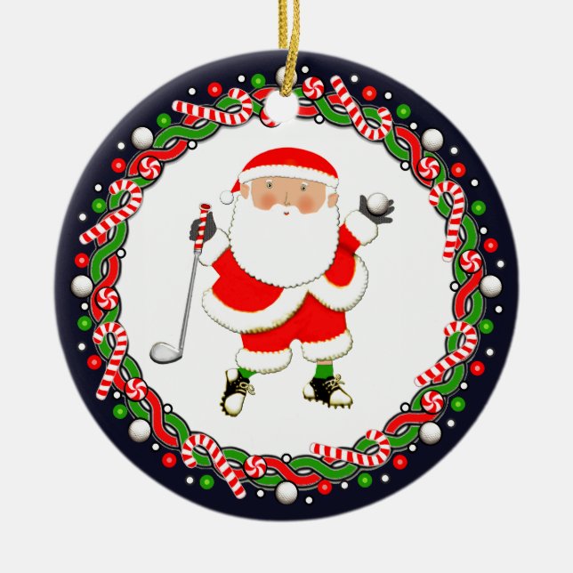 Ornamento cerámico de regalo de vacaciones de golf (Frente)