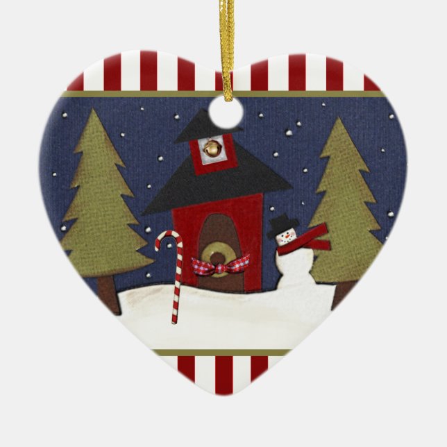 Ornamento cerámico de regalo de vacaciones persona (Frente)