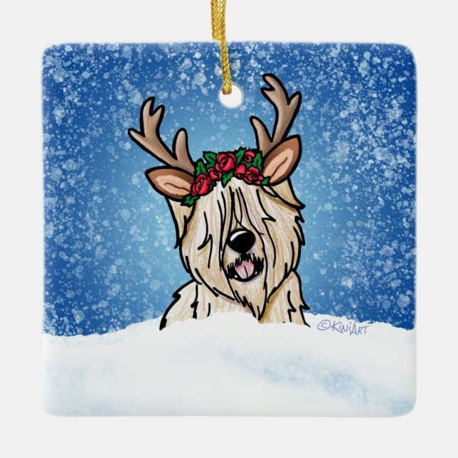 Ornamento cerámico de reno de Wheaten Terrier (Anverso)