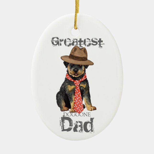 Ornamento cerámico de Rottweiler Dad (Frente)