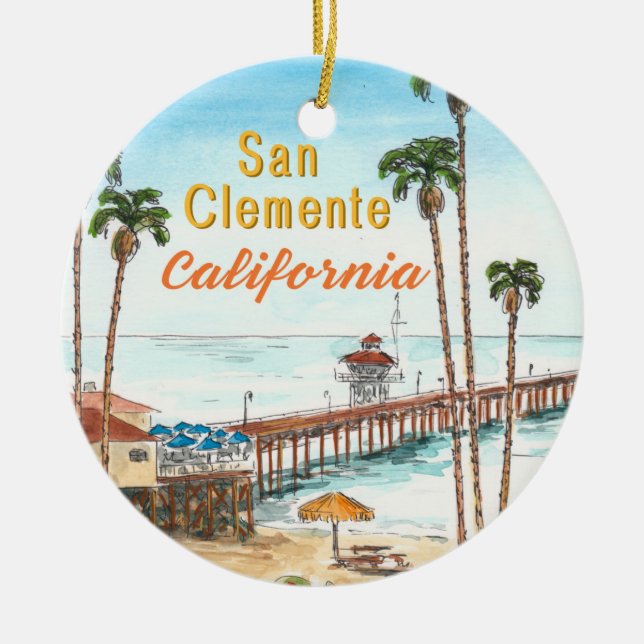 Ornamento cerámico de San Clemente California (Frente)