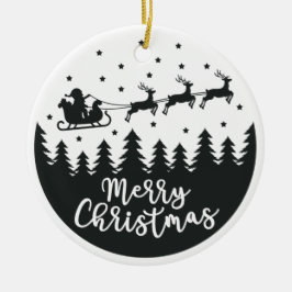 Ornamento cerámico de Santa Silhouette Merry Chris