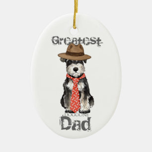 Ornamento cerámico de Schnauzer Dad en miniatura
