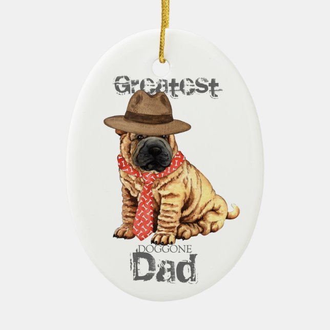 Ornamento cerámico de Shar-Pei Dad (Frente)