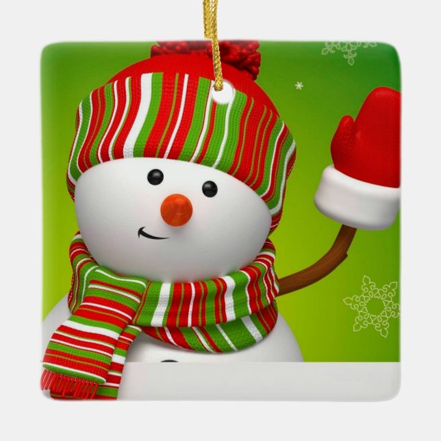Ornamento cerámico de Snowman (Anverso)