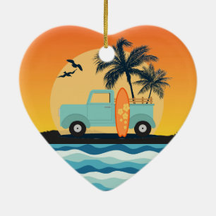 Ornamento cerámico de Surfing Retro