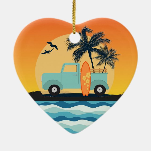 Ornamento cerámico de Surfing Retro (Atrás)