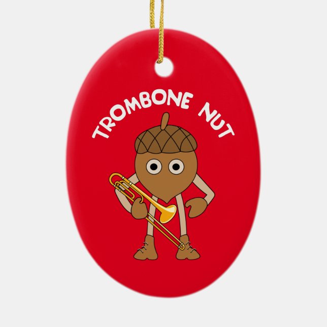 Ornamento cerámico de trombona de nueces de texto (Atrás)