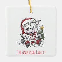 Ornamento cerámico de vaca para Navidades Cute