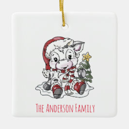 Ornamento cerámico de vaca para Navidades Cute