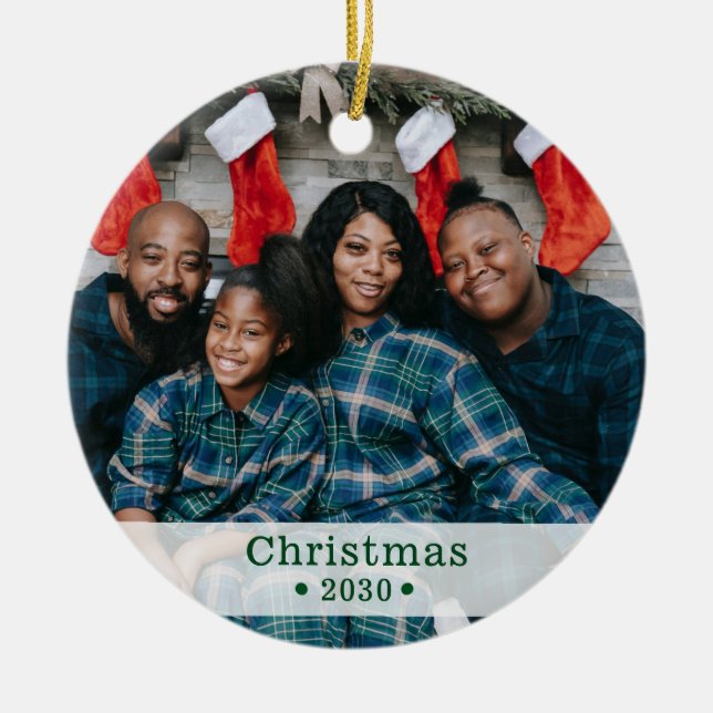 Ornamento cerámico de vacaciones de personalizado (Frente)