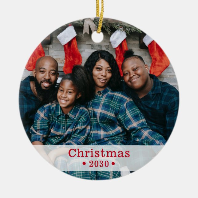 Ornamento cerámico de vacaciones de personalizado (Frente)