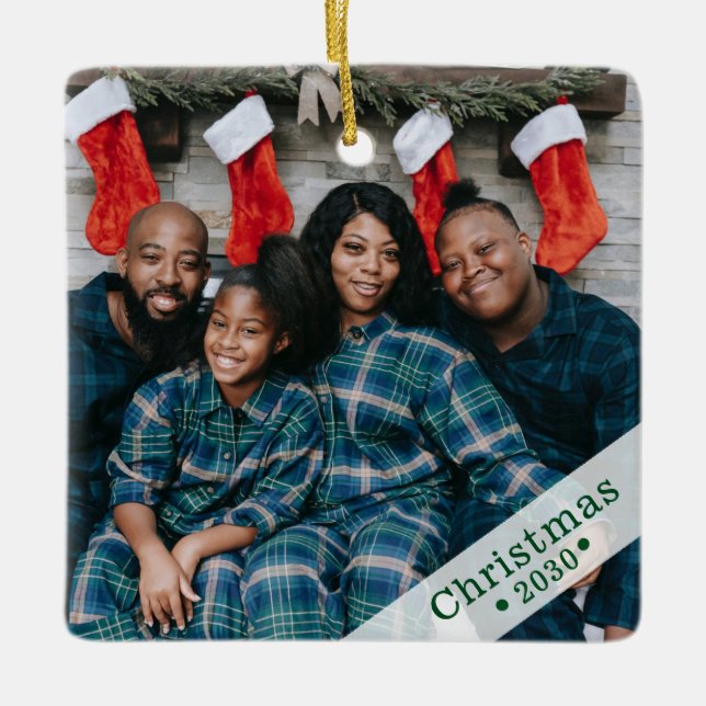 Ornamento cerámico de vacaciones de personalizado (Anverso)